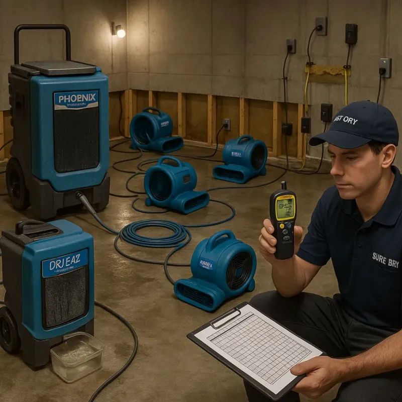 Structural Drying and Dehumidification process in Yates Center, KS
